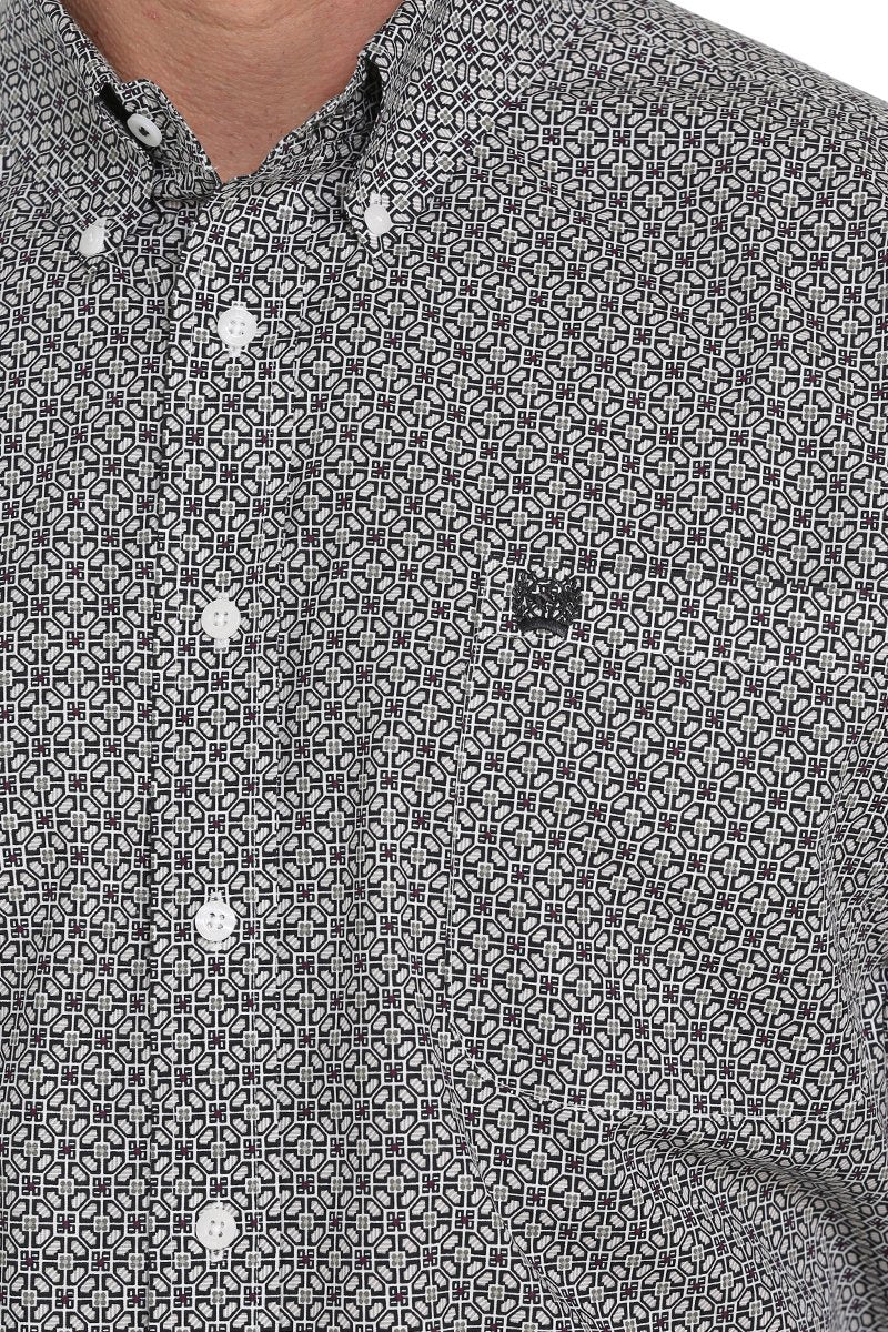 Cinch Men's Black, Purple and Olive Medallion Print L/S Shirt - MTW1104948
