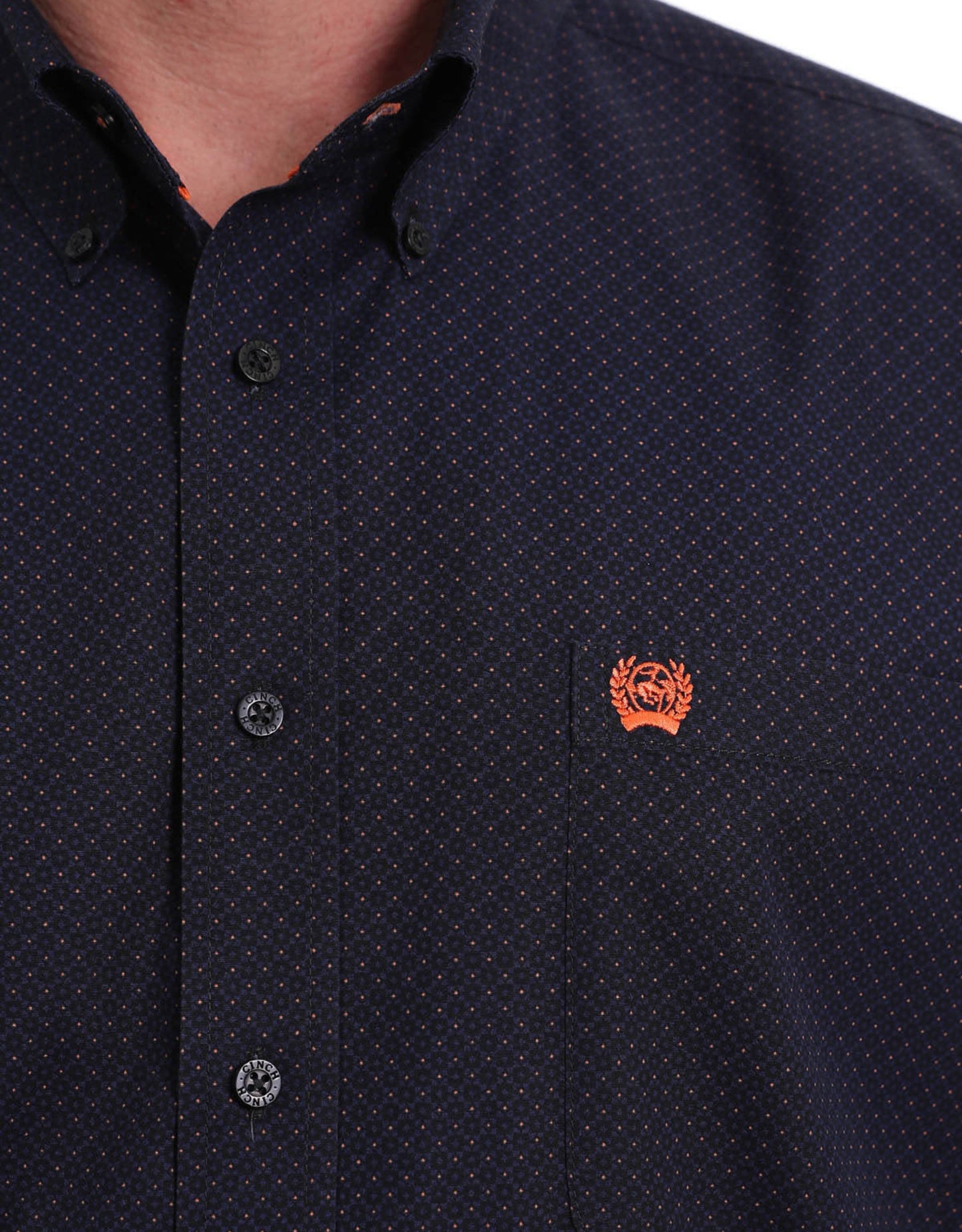 Cinch Boys Navy, Black and Orange L/S Shirt