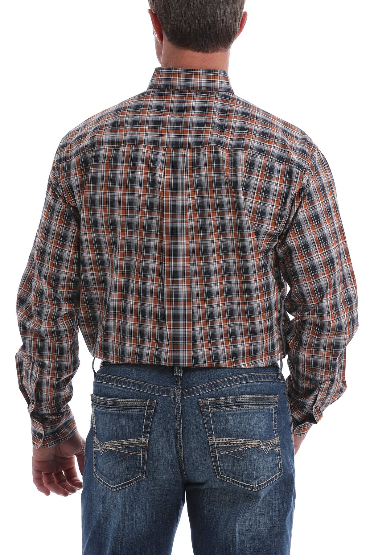 Cinch Navy, Brown and White Plaid L/S Shirt