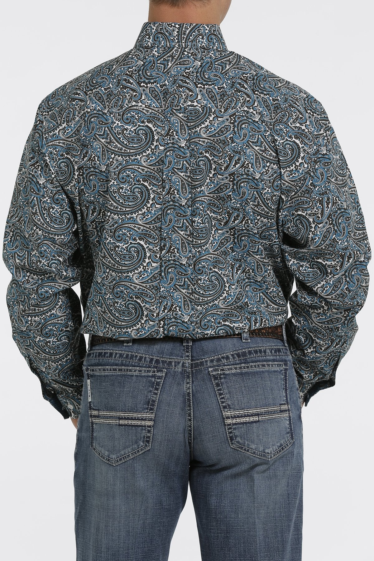 Cinch Mens Paisley Print L/S Shirt - Turquoise - MTW1105369
