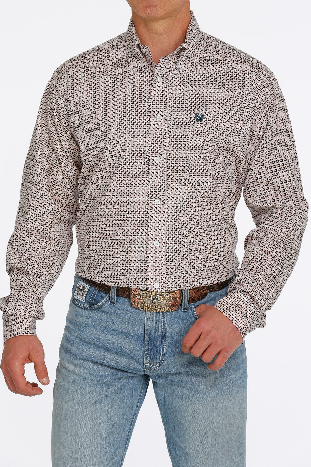 Cinch Mens Geometric Print Button Down Western L/S Shirt - MTW1105385