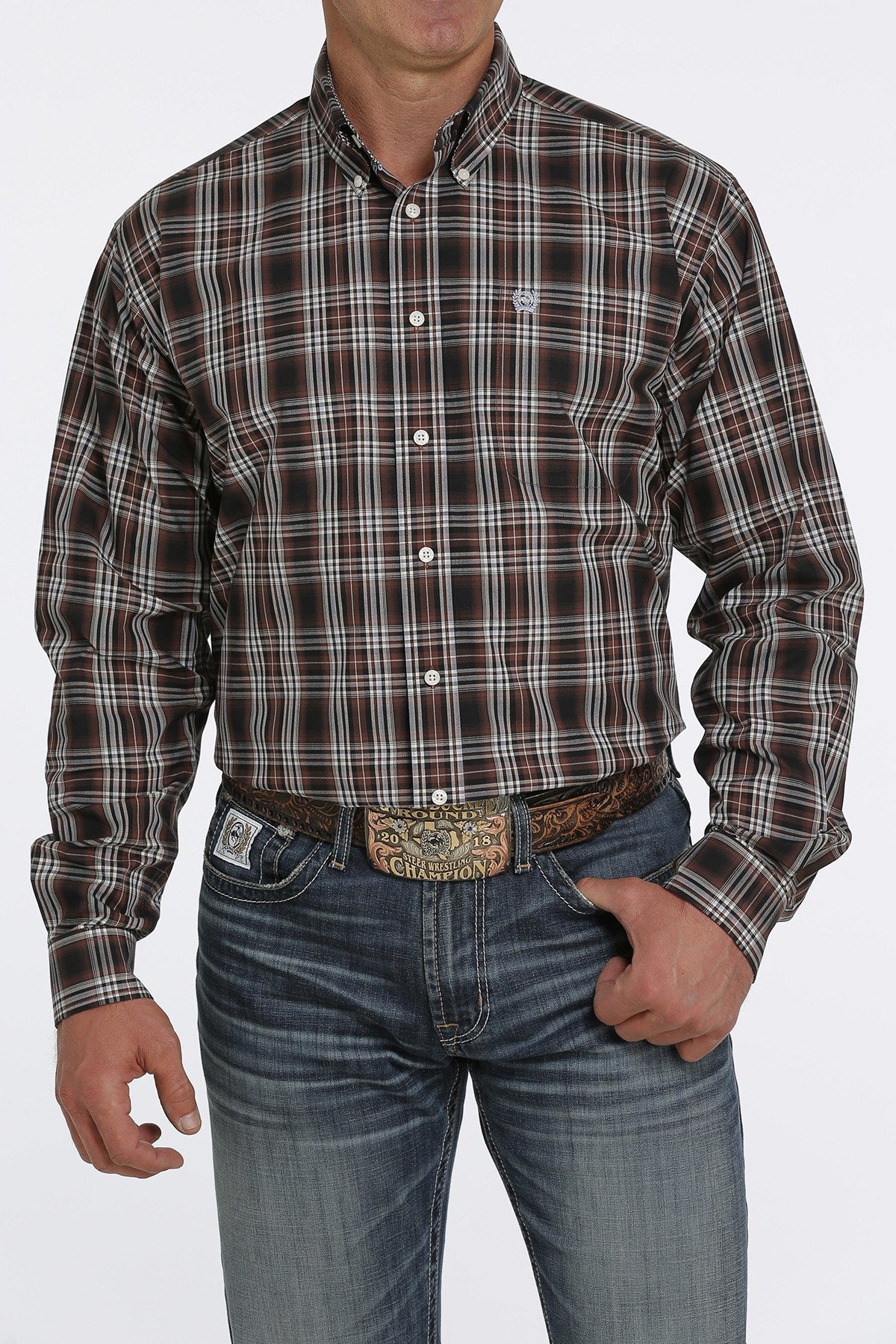Cinch Mens Plaid Buttoned Down L/S Shirt - MTW1105452