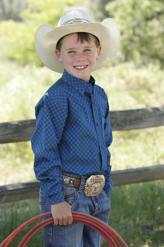 Cinch Toddler Boys Royal Blue and Green L/S Shirt