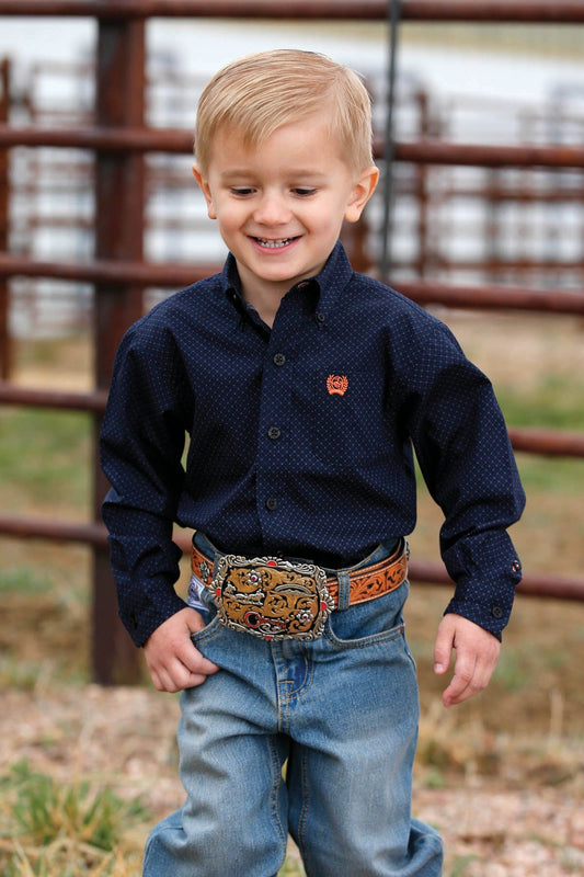 Cinch Toddler L/S Shirt - Black, blue and orange print