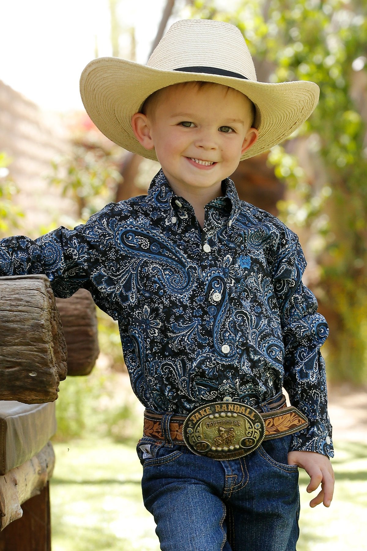 Cinch Baby and Infant Match Dad Paisley Button Down L/S Shirt - Navy
