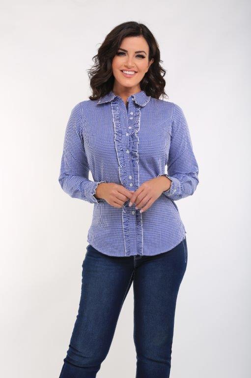 Outback Ladies Ruffle Shirt - Royal Blue - OBW216464 - ON SALE