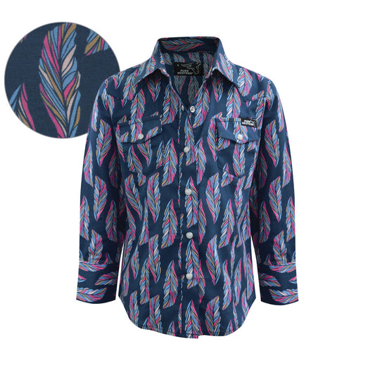 Pure Western Girl's Trixie Print L/S Shirt - Navy/Multi
