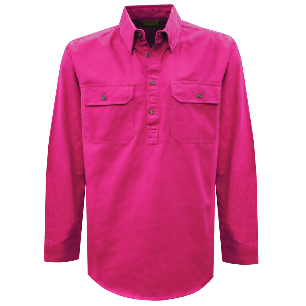 Thomas Cook Light Drill L/S Shirt - 1/2 Plkt - Hot Pink