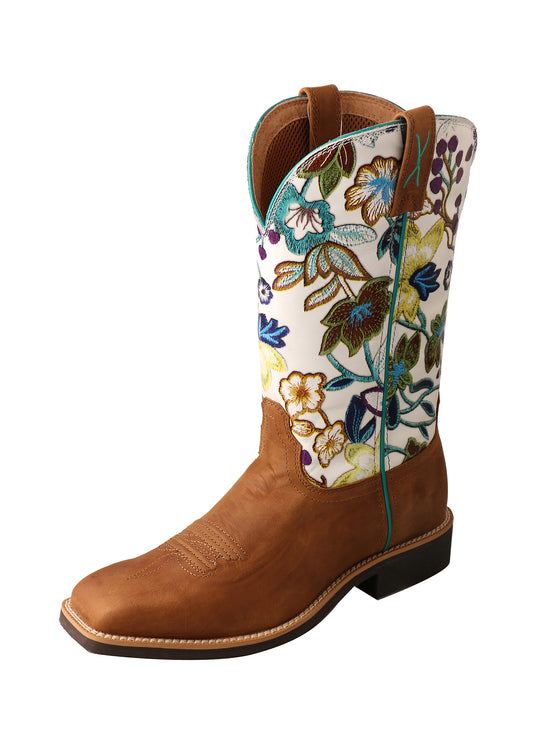 Twisted X Ladies 11" Top Hand Boot - Tan/Floral - ON SALE
